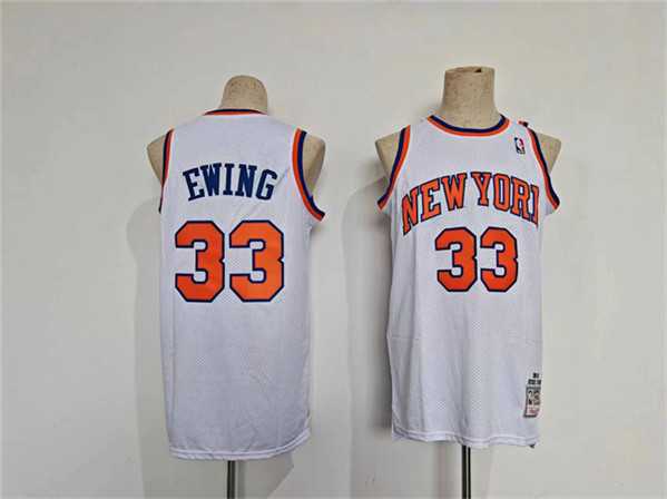 Mens New Yok Knicks #33 Patrick Ewing White Throwback Stitched Jersey->new york knicks->NBA Jersey